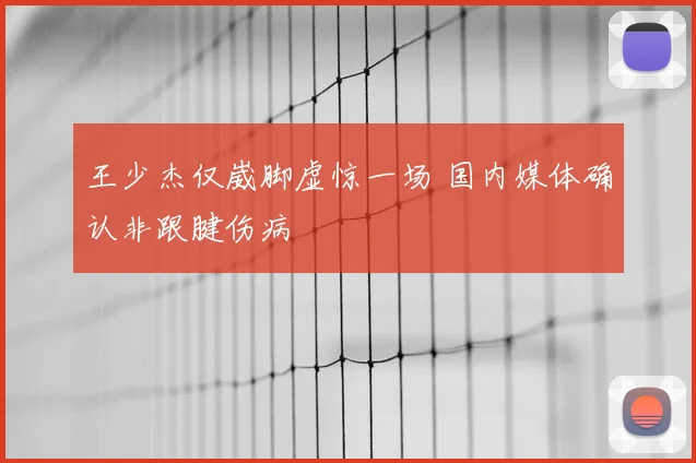 王少杰仅崴脚虚惊一场 国内媒体确认非跟腱伤病